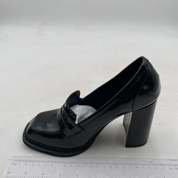 FOWT Dressy High Block Heels Loafers for Women Classical Square Toe Pumps Black - Picture 2 of 8